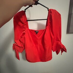 Orange Puff Sleeve Top NWOT